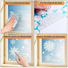 AHEONLAR 142PCS Christmas Window Static Cling Sticker, Snowflake White