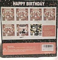 HAPPY Birthday Decorations BOX JENLION, Rose- Gold- BLACK – 170Pcs FOR 24 GUESTS