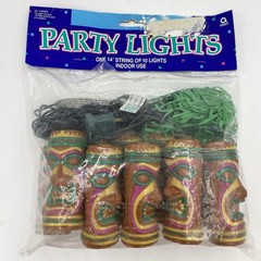 Amscon TIKI HEAD PARTY LIGHTS 14 Foot (4.3 m) String Of 10 Blow Mold Indoor