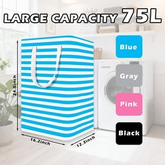 3 Pack Large Laundry Basket ，75L Waterproof,Collapsible Laundry Hamper