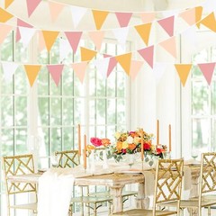 32Ft Groovy Party Decorations Yellow Pink White Pennant Orange Beige