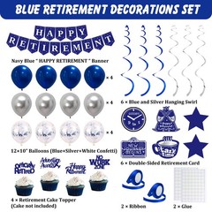 Retirement Party Decorations Blue Silver Happy Retirement Decorations for Men…