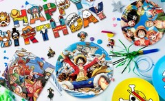 One Piece Kids Party Decorations and Tableware Set Luffy Backdrop Plates Banner