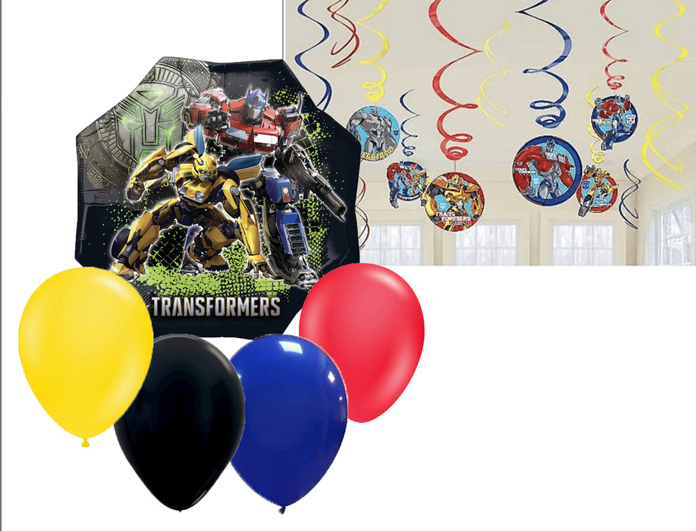 Transformers Swirl Decoration Birthday Party Supply W/Balloon Bouquet