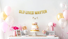 Pre-Strung Funny Birthday Gold Glitter Banner – Funny Retirement Decorations for