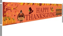 Large Happy Thanksgiving Banner, Decorations, Fall Multicolor