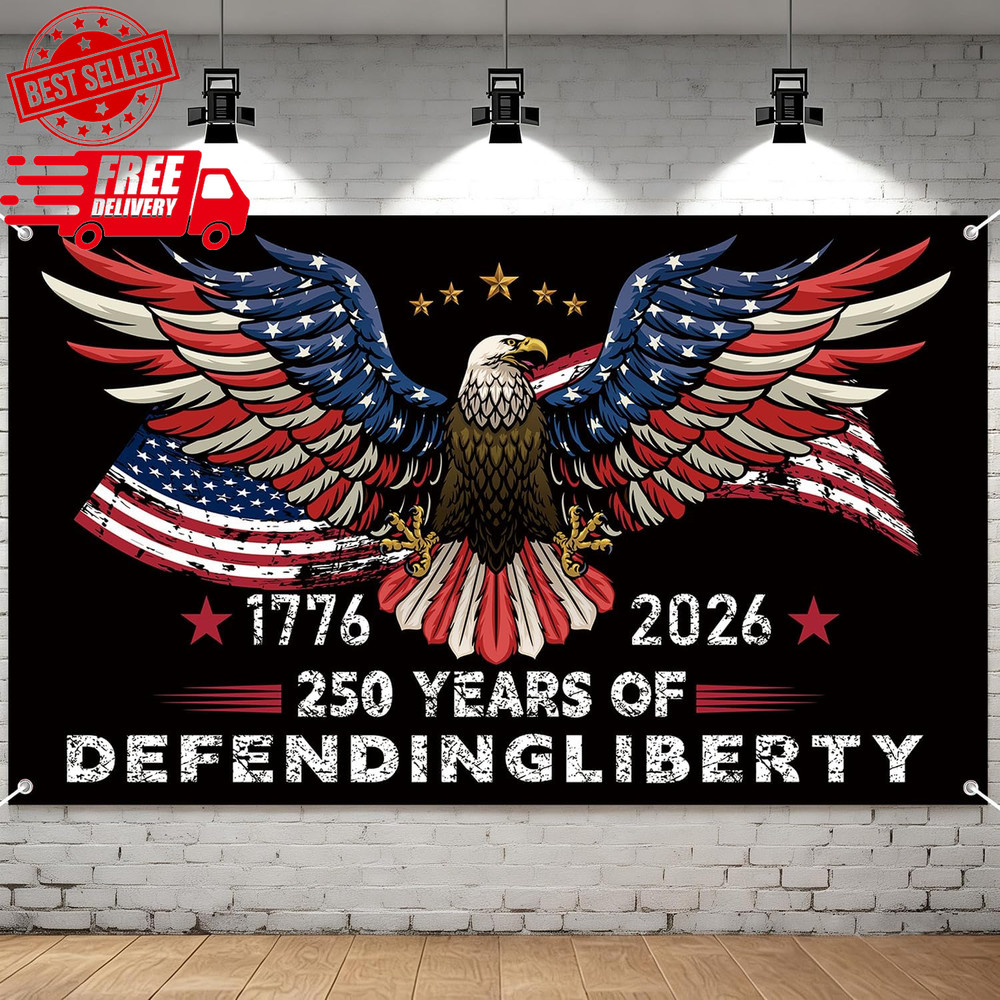 Patriotic 250th Anniversary Backdrop 71×43 Inches for Independence Day Decor