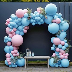 Double Pastel Blue Balloon Garland Macaron Baby Blue Balloons Different Sizes…