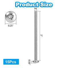 15 Pcs #6-32 X 2 Pan Head Machine Screws, 304 Stainless Steel, Truss Head Bolts,