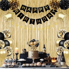 Gold and Black Party Decorations for Men Women Birthday Party Supplies