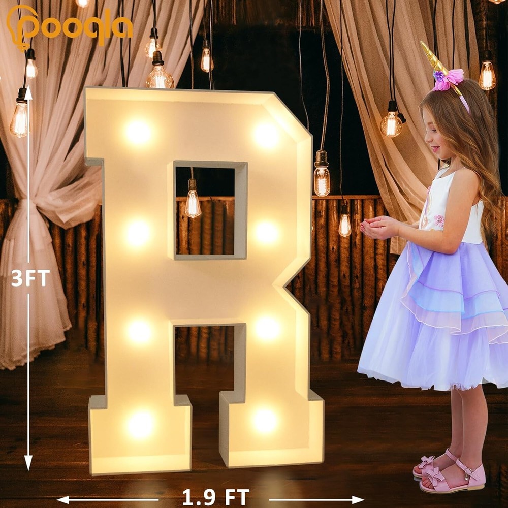 Pooqla 3FT Marquee Light Up Letters, LED Marquee Letters for Party Decoration, R