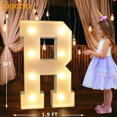 Pooqla 3FT Marquee Light Up Letters, LED Marquee Letters for Party Decoration, R
