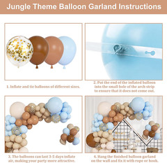 Brown Coffee Blue Balloons Garland Arch Kit, 142Pcs Boho Nude Baby Blue Neutral