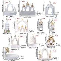 Ramadans Eid Home Decors Storage Box Gold and White Mosque Tower Model Ornament