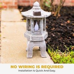 VP Home Solar Powered Asian Statue, Pagoda Garden Decor, Outdoor Zen Garden L…