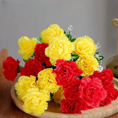 10 Head Carnation Bouquet Artificial Silk Flowers for Desk Shelf Decor