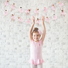 2 Pcs Ballerina Dancer Banner Ballet Dancing Hanging Garland Pink Ballerina P…