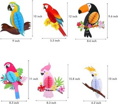 Hawaiian Tropical Bird Party Decorations 6 Pieces Hanging Tiki Bar Decor