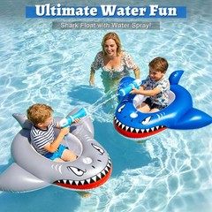 2 Pack Shark Pool Floats Kids Water Guns Summer Outdoor Beach Game Rideon 311