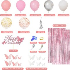 Pink Birthday Party Decorations Kit for Girls Women with Banner Foil Balloons