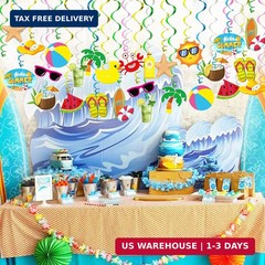 Summer Pool Beach Hanging Swirls Banner Decor 30 Pack Foil Ceiling Hanging Swirl