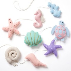 Under The Sea Decorations for Home, Seashell Felt Garland 4.9 ft Handmade Bea…