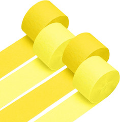 4 Crepe Paper Streamers Rolls, 328Ft Pack of Yellow and Pastel Yellow Crepe