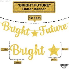 Glitter Bright Future Banner – 10 Feet, No DIY, Pre Strung | Bright Future Gold