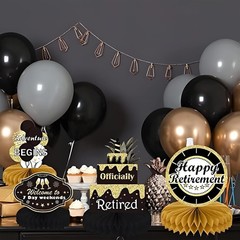 Retirement Party Decorations Centerpieces Black Gold 9pcs for Table Festive E…