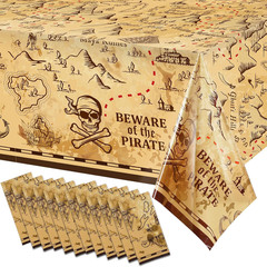 12 Pieces Pirate Tablecloth for Party Decor – 54 X 108 Inches Pirate Treasure Ma