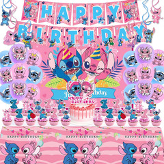 Stitch Party Supplies, Birthday Party Decorations Set Include Banner, Backdrop,