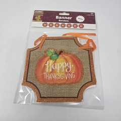 Happy Thankgiving Fall Pumpkins With Glitter accents 5 ft Banner Decoration 