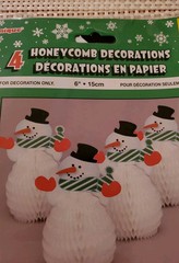 Unique Frosty Fun SNOWMAN Honeycomb Decorations – 7″ (4 Count) – Kids Fun NEW