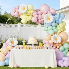 136pcs Pastel Flower Balloon Arch Kit with Pastel Purple Nude Light Pink Flow…