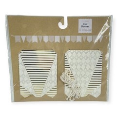 17-Piece Gold Foil Striped Triangle Pennant Hanging Room Decor Banner 60 Inches