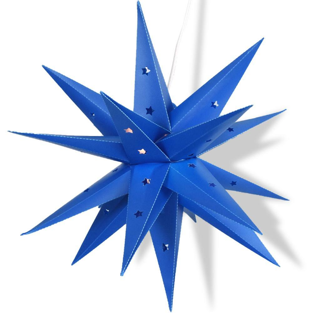 Quasimoon 31″ Dark Blue Weatherproof Moravian Star Lantern Lamp, Hanging Deco…