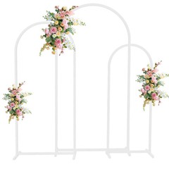 3x Metal Wedding Arch Backdrop Stand Frame for Ceremony, Bridal, Birthday Party