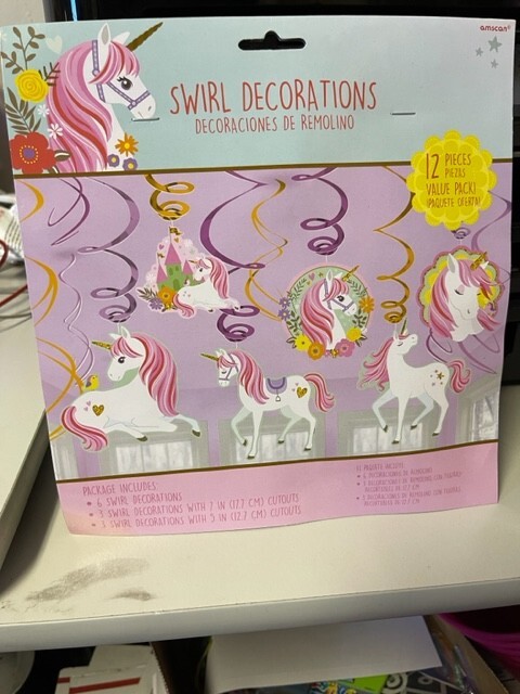 Enchanted Unicorn Foil Swirl Decorations Birthday Party Supplies ~12pc New!!