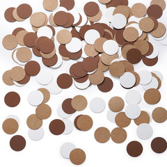Brown Kraft Tan and Ivory Cream Paper Confetti, 1.2 Inch, 200Pc | Table Decorati