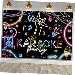 Karaoke Party Backdrop Large Rock Star Music Disco Background 7x5ft Black