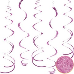 30 PCS Pink Hanging Swirls Streamers Plastic Ceiling Party Decor 26 In