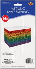 Metallic Plastic 1 Ply Rainbow Table Skirt Pride Decorations LGBQT Tableware 30″