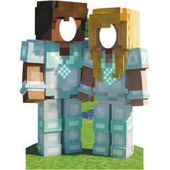 SS11232 Gold Mine Crafting Pixel Couple 2 Video Game Stand In Cardboard Cutout S
