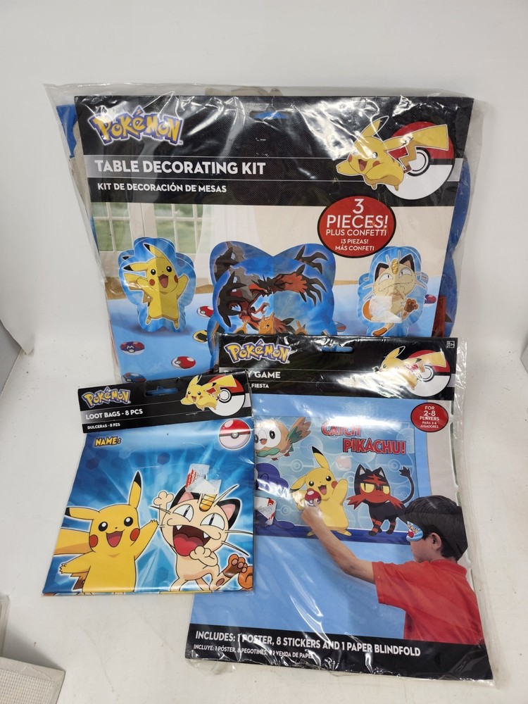 Fun Pokemon Party Game Table Decorations Loot Bags Lot Catch That Pikachu New