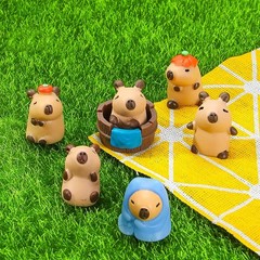 7 Pieces Mini Capybara Automobile interior Set – Bonsai Decor, Cake Toppers,