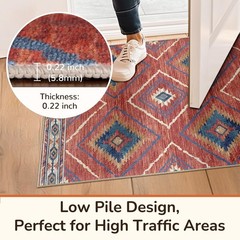 Area Rug 2×3 Rug Machine Washable Non-Slip Low Pile Print Pattern Western Rug…