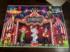 Circus Cake Toppers Set + 6.5×5 ft Circus Party Wall Banner Decoration backdrop