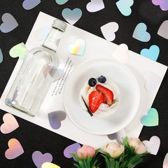 300 PCS IridescentDisco Valentines Heart Confetti Holographic Table Decor