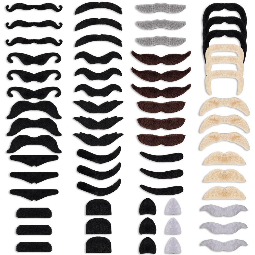 60Pcs Self Adhesive Fake Mustache 20 Styles Fake Beard Stick on Moustache Nov…