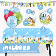 Bluey Birthday Decorations and Party Supplies | Serves 16 Guests | Complete Blue